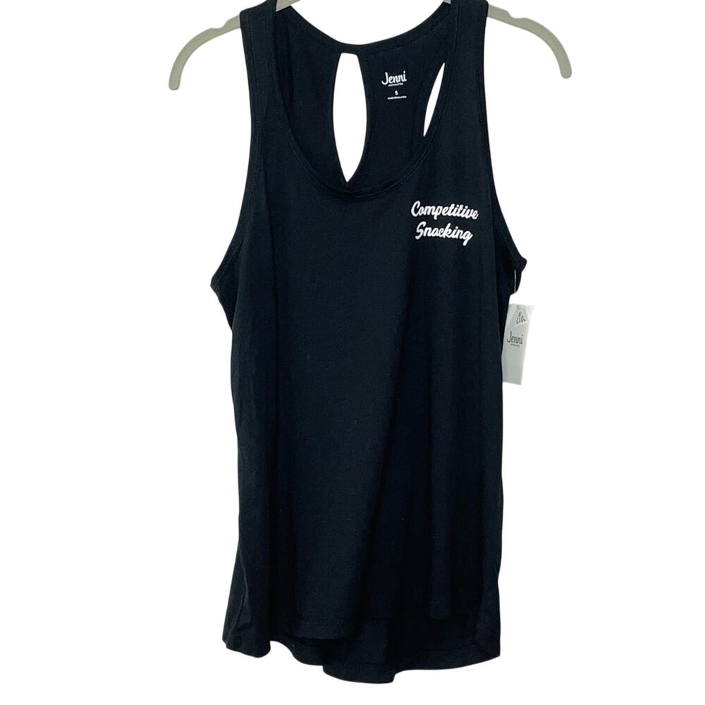 Jenni Women's Sleep Tank Top with Keyhole Back, black small
